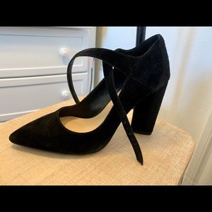 Black Velvet Platforms with ankle straps